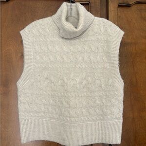 Old Navy Cream Cable Knit Turtleneck Sweater Vest